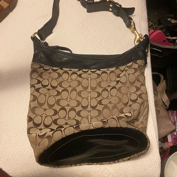 Coach Black and Tan bag with Soft Texture - Picture 3 of 5